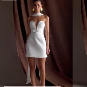 Meshki White Halter Midi Dress